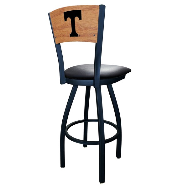 Holland Bar Stool Co 30" Blk Wrinkle Tennessee Swivel Bar Stool, Laser Engraved Back - L03830BWMEDMPLATENNESBLKVINYL