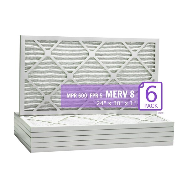 Purolator 24x30x1 Pleated Air Filter, MERV 8, 6 PK - 24X30X1X1 DM (6 PACK)