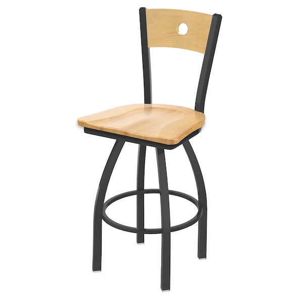 Holland Bar Stool Co 30" Swivel Counter Stool, Bronze Finish, Nat Back, Nat Maple Seat - 83030PWNATMPLBNATMPL
