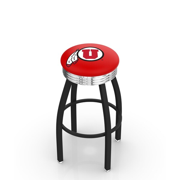 Holland Bar Stool Co 30" Blk Wrinkle Utah Swivel Bar Stool, Chrome Ring - L8B3C30UTAHUN