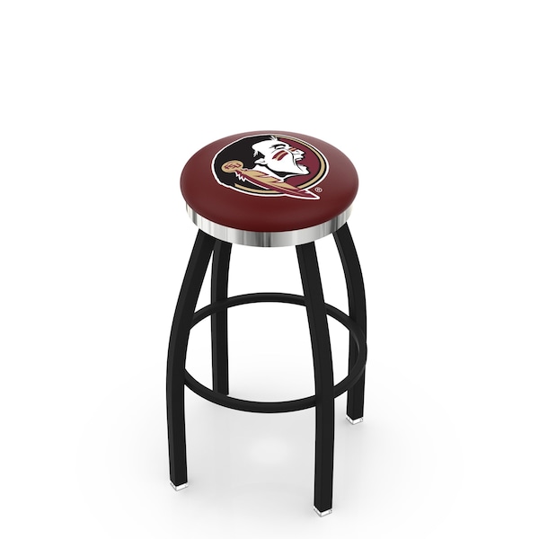 Holland Bar Stool Co 30" Blk Wrinkle Florida State Head Swivel Bar Stool, Chrome Ring - L8B2C30FSU-HD