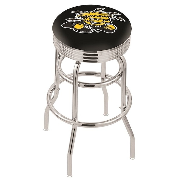 Holland Bar Stool Co 30" Chrome 2-Ring Wichita State Swivel Bar Stool, Accent Ring - L7C3C30WICHST