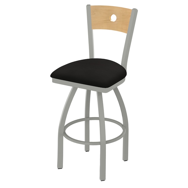 Holland Bar Stool Co 30" Swivel Counter Stool, Nickel Finish, Nat Back, Canter Espresso Seat - 83030ANNATMPLB003