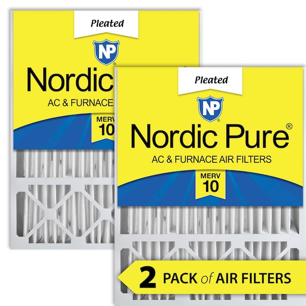 Nordic Pure 20x25x5 Pleated Air Filter, High Capacity, Electrostatically Charged Synthetic Media, MERV 10, 2 PK - 20X25X5LXREDM10-2