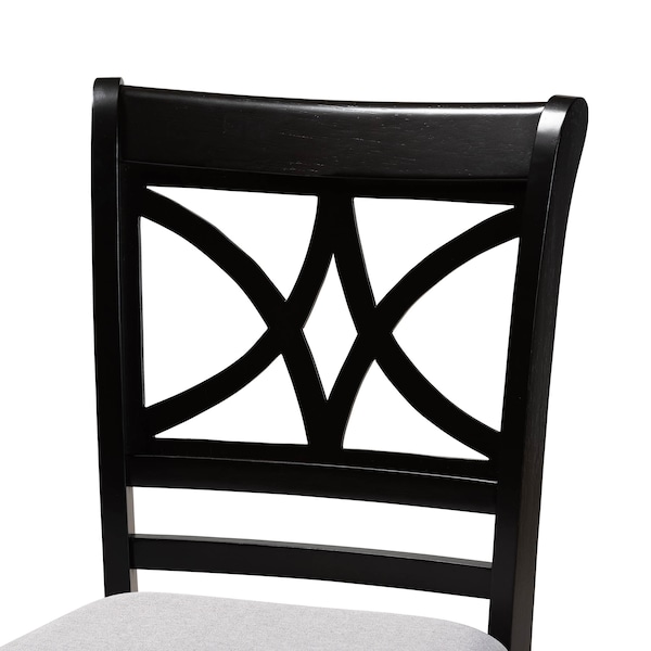 Baxton Studio Chandler Grey Upholstered and Espresso Wood 2-Piece Pub Chair Set - 166-10761