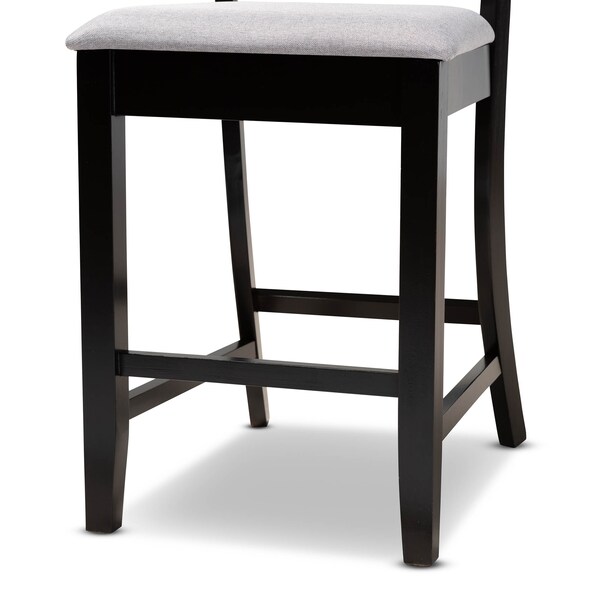 Baxton Studio Chandler Grey Upholstered and Espresso Wood 2-Piece Pub Chair Set - 166-10761