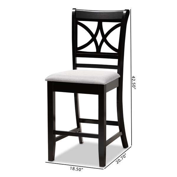 Baxton Studio Chandler Grey Upholstered and Espresso Wood 2-Piece Pub Chair Set - 166-10761