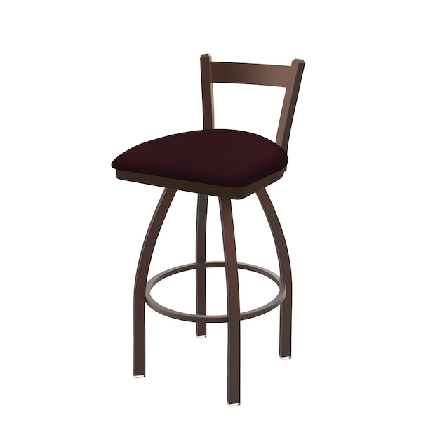 Holland Bar Stool Co 30" Low Back Swivel Bar Stool, Bronze Finish, Canter Bordeaux Seat - 82130BZ005