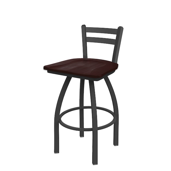Holland Bar Stool Co 30" Low Back Swivel Bar Stool, Pewter Finish, Dark Cherry Maple Seat - 41130PWDCMPL