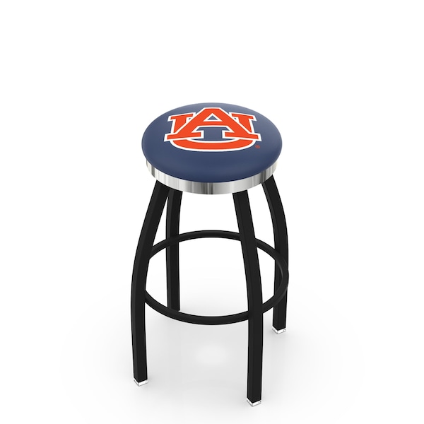Holland Bar Stool Co 30" Blk Wrinkle Auburn Swivel Bar Stool, Chrome Ring - L8B2C30AUBURN