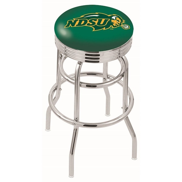 Holland Bar Stool Co 25" Chrome 2-Ring North Dakota State Swivel Bar Stool, Accent Ring - L7C3C25NDAKST-G