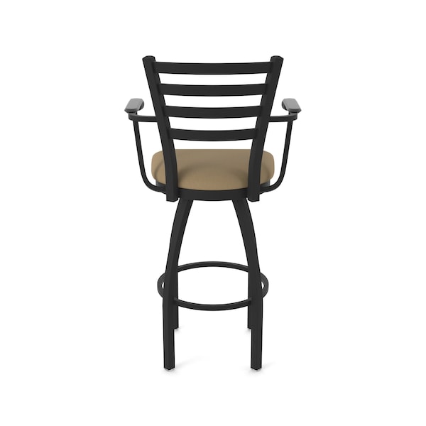 Holland Bar Stool Co Jackie with Arms 30 in. Swivel Bar Stool with Black Wrinkle Finish and Canter Thatch Seat - 415