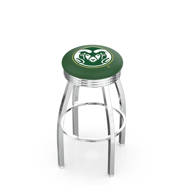 Holland Bar Stool Co 25" Chrome Colorado State Swivel Bar Stool, Accent Ring - L8C3C25COLOST