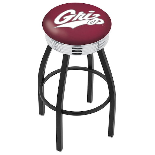 Holland Bar Stool Co 30" Blk Wrinkle Montana Swivel Bar Stool, Chrome Ring - L8B3C30MONTUN