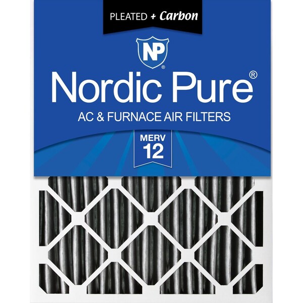 Nordic Pure 20x20x4 Plus Carbon Pleated Air Filter, High Capacity, MERV 12 - 20X20X4PM12C-1