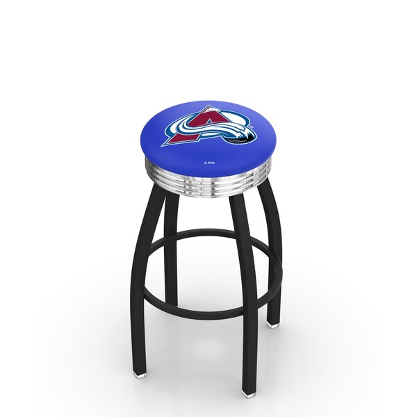 Holland Bar Stool Co 30" Blk Wrinkle Colorado Avalanche Swivel Bar Stool, Chrome Ring - L8B3C30COLAVA