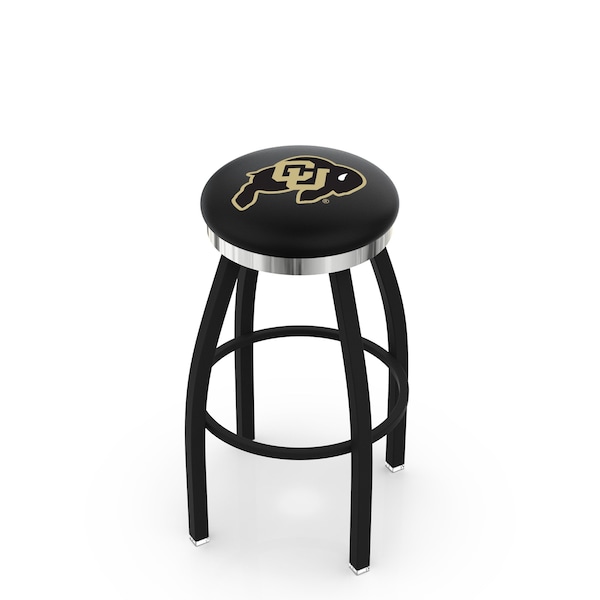 Holland Bar Stool Co 30" Blk Wrinkle Colorado Swivel Bar Stool, Chrome Ring - L8B2C30COLOUN