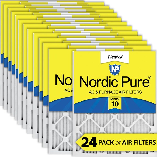 Nordic Pure 10x20x1 Pleated Air Filter, High Capacity, Electrostatically Charged Synthetic Media, MERV 10 - 10X20X1M10-24