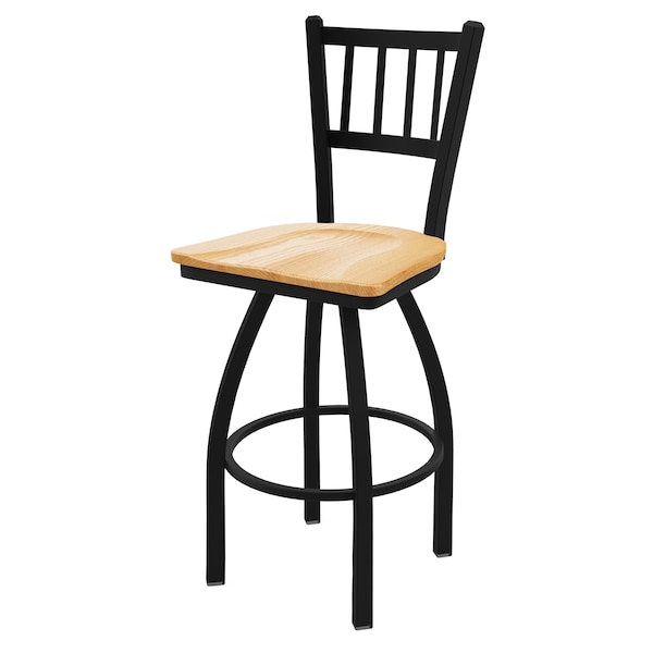 Holland Bar Stool Co 30" Swivel Bar Stool, Black Wrinkle, Nat Oak Seat - 81030BWNATOAK