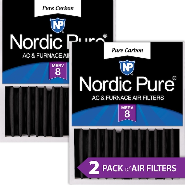 Nordic Pure 16x20x5 Pure Carbon Pleated Air Filter, High Capacity, MERV 8, 2 PK - 16X20X5HPCP-2