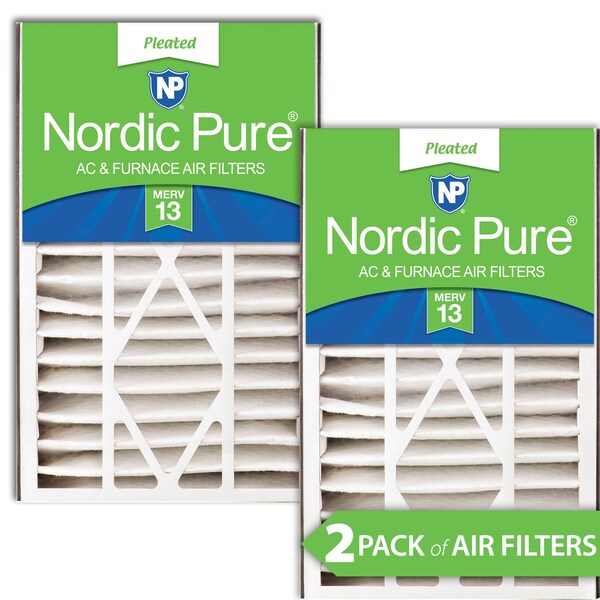 Nordic Pure 16x25x5 Pleated Air Filter, High Capacity, Electrostatically Charged Synthetic Media, MERV 13, 2 PK - 16X25X5ABM13-2