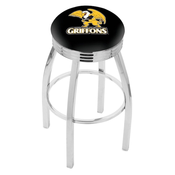 Holland Bar Stool Co 30" Chrome Missouri Western State Swivel Bar Stool, Accent Ring - L8C3C30MOWST