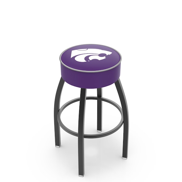 Holland Bar Stool Co 25" 4" Kansas State Cushion Seat, Blk Wrinkle Base Swivel Bar Stool - L8B125KNSASS