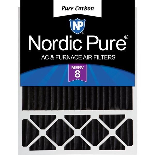 Nordic Pure 20x25x5 Pure Carbon Pleated Air Filter, High Capacity, MERV 8 - 20X25X5HPCP-1