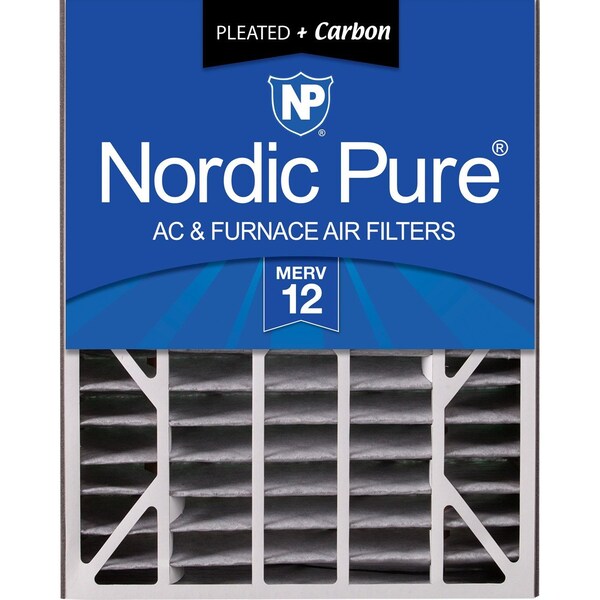 Nordic Pure 20x25x5 Plus Carbon Pleated Air Filter, High Capacity, MERV 12 - 20X25X5ABPM12C-1