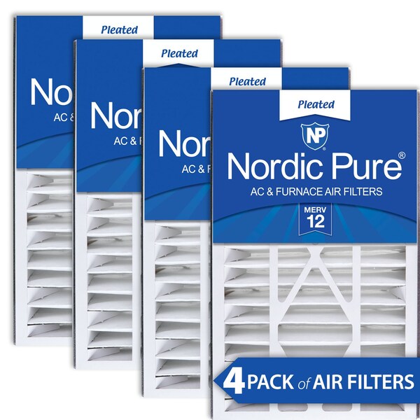Nordic Pure 16x25x5 Pleated Air Filter, High Capacity, Electrostatically Charged Synthetic Media, MERV 12, 4 PK - 16X25X5ABM12-4