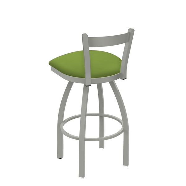 Holland Bar Stool Co 30" Low Back Swivel Bar Stool, Nickel Finish, Canter Kiwi Green Seat - 82130AN009