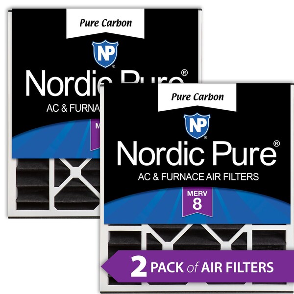 Nordic Pure 20x20x5 Pure Carbon Pleated Air Filter, High Capacity, MERV 8, 2 PK - 20X20X5ABPCP-2