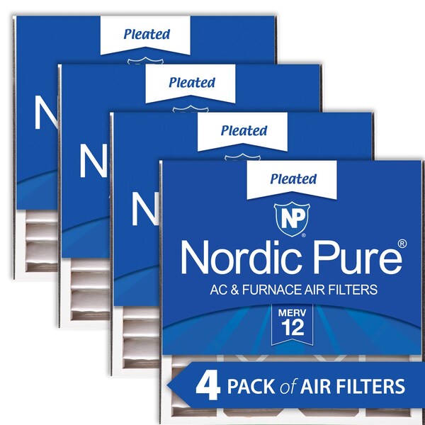 Nordic Pure 20x20x5 Pleated Air Filter, High Capacity, Electrostatically Charged Synthetic Media, MERV 12, 4 PK - 20X20X5ABM12-4
