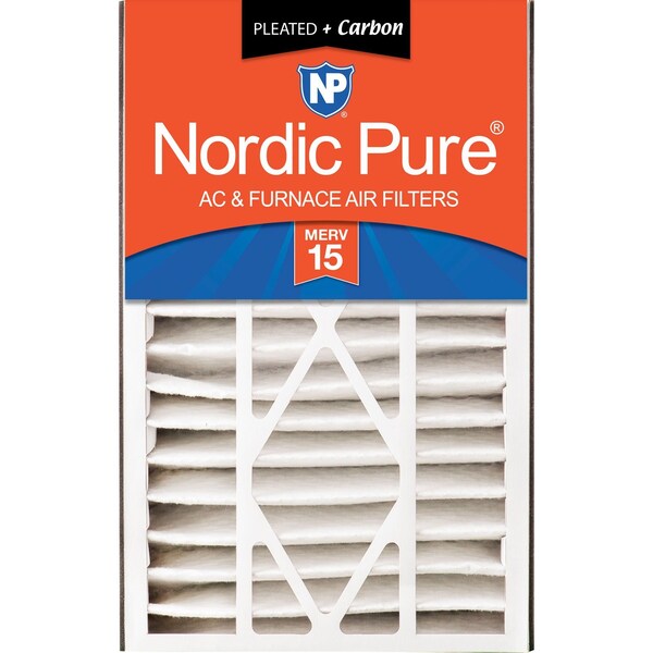 Nordic Pure 16x25x5 Plus Carbon Pleated Air Filter, High Capacity, MERV 15 - 16X25X5ABM15+C-1