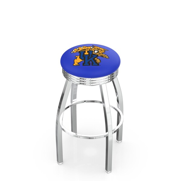 Holland Bar Stool Co 25" Chrome Kentucky "Wildcat" Swivel Bar Stool, Accent Ring - L8C3C25UKYCAT