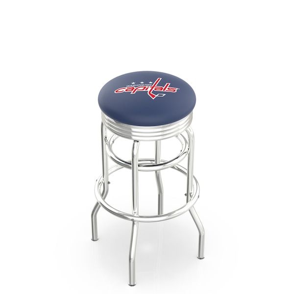 Holland Bar Stool Co 30" Chrome 2-Ring Washington Capitals Swivel Bar Stool, Accent Ring - L7C3C30WSHCAP