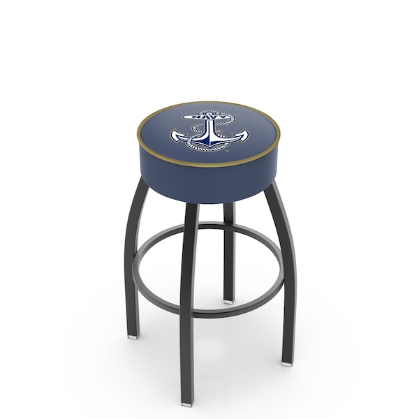 Holland Bar Stool Co 25" US Naval Academy NAVY Cushion Seat, Blk Wrnkl Base Swivel Bar Stool - L8B125USNAVA