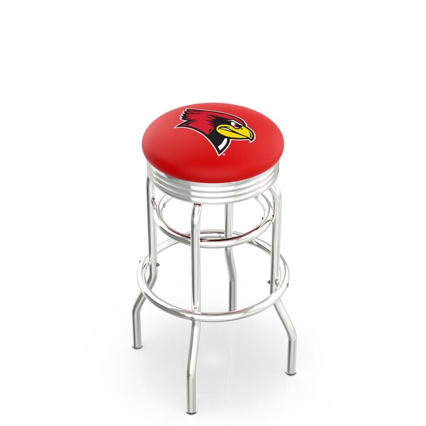 Holland Bar Stool Co 25" Chrome 2-Ring Illinois State Swivel Bar Stool, Accent Ring - L7C3C25ILLSTU