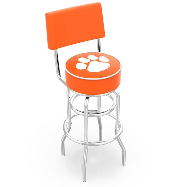 Holland Bar Stool Co 25" Chrome 2-Ring Clemson Swivel Bar Stool, Back - L7C425CLMSON