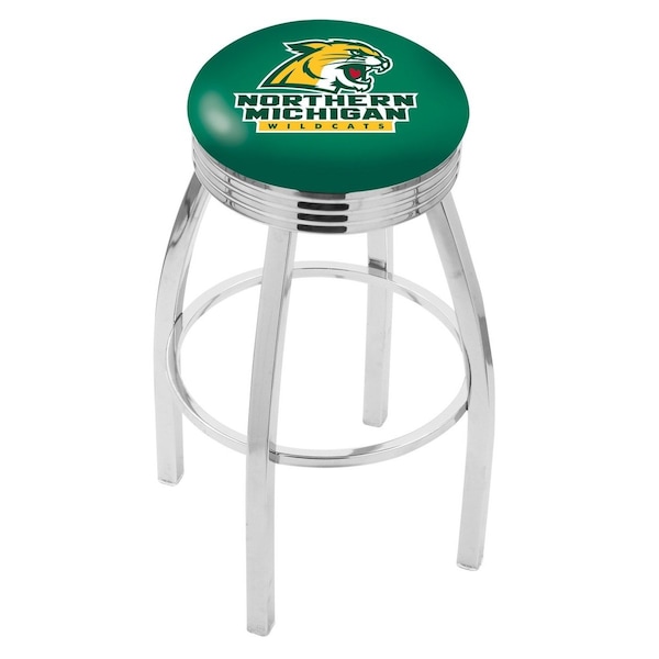 Holland Bar Stool Co 30" Chrome Northern Michigan Swivel Bar Stool, Accent Ring - L8C3C30NORMIC