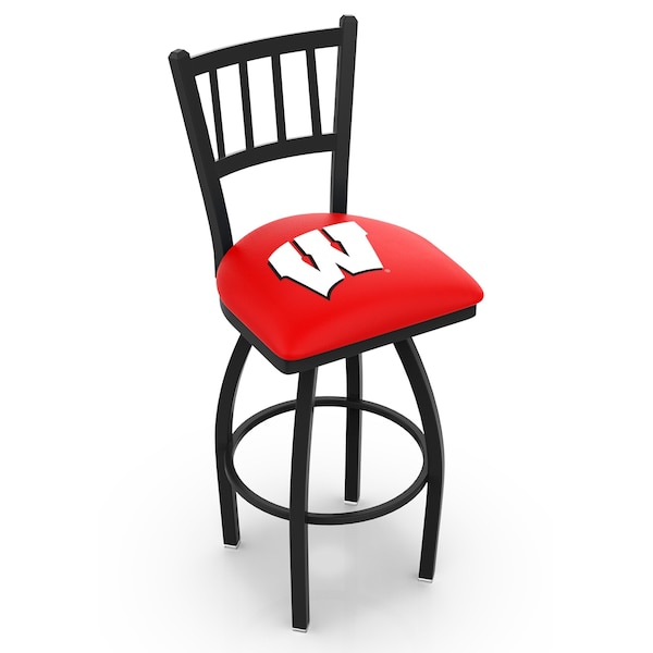 Holland Bar Stool Co 30" Blk Wrinkle Wisconsin "W" Swivel Bar Stool, Jailhouse Back - L01830WISC-W