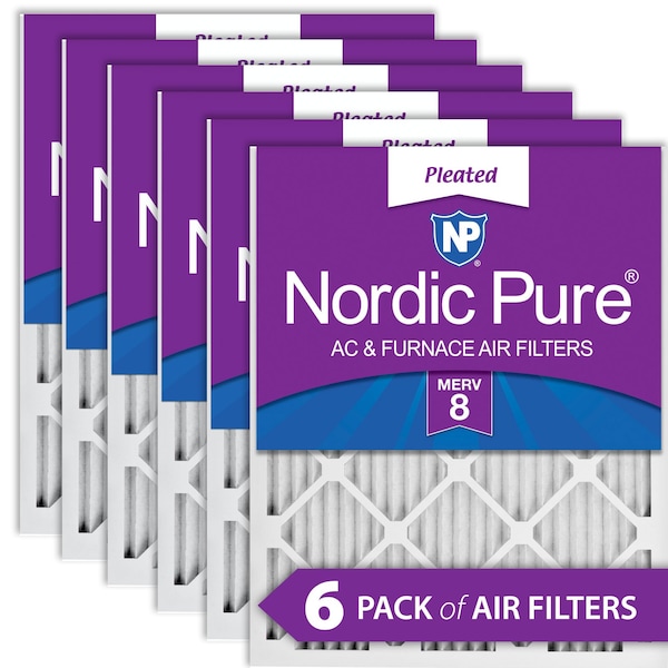 Nordic Pure 14x30x1 Pleated Air Filter, High Capacity, Electrostatically Charged Synthetic Media, MERV 8, 6 PK - 14X30X1M8-6