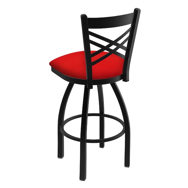 Holland Bar Stool Co 30" Swivel Bar Stool, Black Wrinkle, Canter Red Seat - 82030BW011