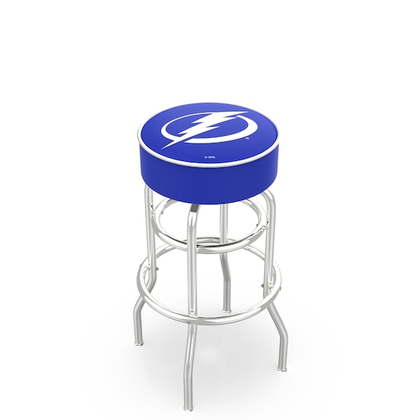 Holland Bar Stool Co 25" Tampa Bay Lightning Cushion Seat, 2-Ring Chrome Swivel Bar Stool - L7C125TBLGHT