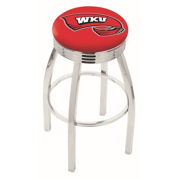 Holland Bar Stool Co 25" Chrome Western Kentucky Swivel Bar Stool, Accent Ring - L8C3C25WESTKY