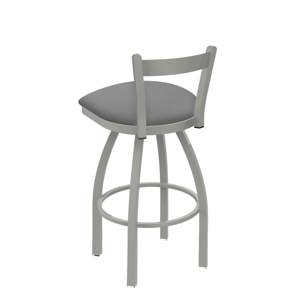 Holland Bar Stool Co 30" Low Back Swivel Bar Stool, Nickel Finish, Canter Grey Seat - 82130AN007