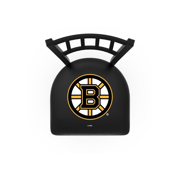 Holland Bar Stool Co 30" Blk Wrinkle Boston Bruins Swivel Bar Stool, Jailhouse Back - L01830BOSBRU