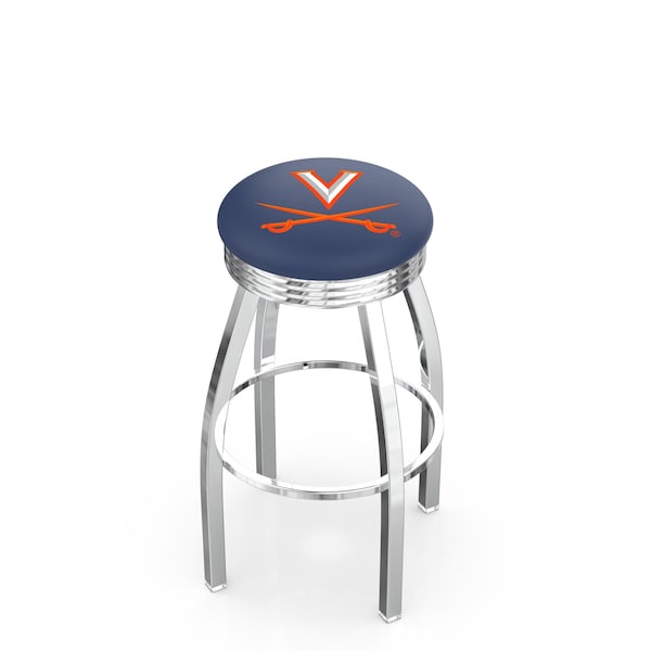 Holland Bar Stool Co 25" Chrome Virginia Swivel Bar Stool, Accent Ring - L8C3C25VRGNIA