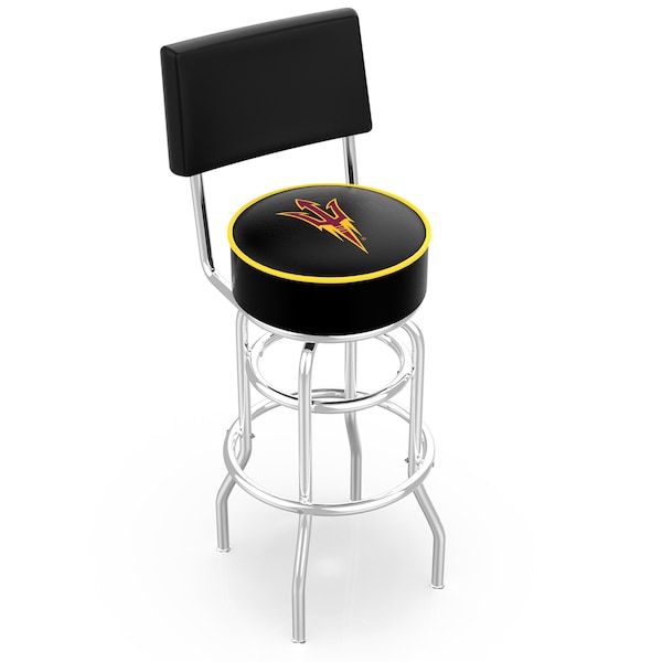 Holland Bar Stool Co 30" Chrome 2-Ring Arizona State Swivel Bar Stool, Back, Pitchfork - L7C430ARIZST-F