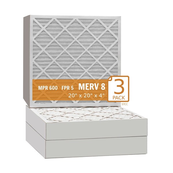 Purolator 20x20x4 Pleated Air Filter, MERV 8, 3 PK - 20X20X4X1 KP (3 PACK)
